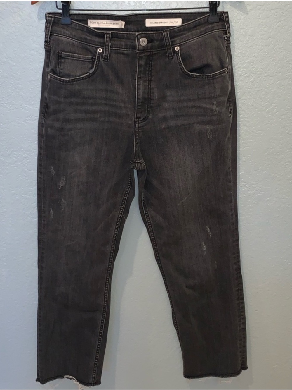 Anthropologie Pilcro Gray High Waist Relaxed Straight Leg Cropped Jeans 30 - Picture 2 of 8